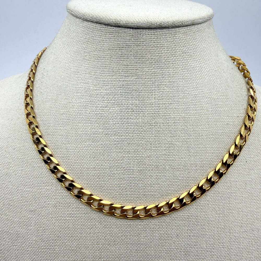 Gold Tone Chunky Chain Necklace Statement Layering Curb Link Boho Gift Jewelry